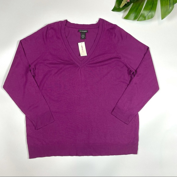 Lane Bryant Sweaters - NWT Lane Bryant purple v-neck knit sweater Sz 22 / 24